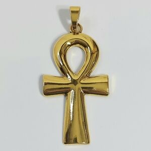Large Gold Ankh Egypt Key Of Life Necklace Pendant